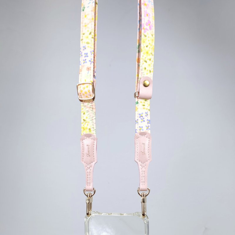 雙扣背帶-舒適1.8cm-春萌-清爽美國棉-水彩手繪感 - 手機掛繩/背帶 - 其他材質 多色