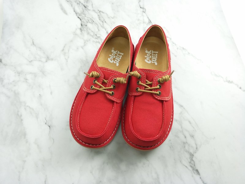 Color Classic Series-Macaron Red - รองเท้าลำลองผู้หญิง - ผ้าฝ้าย/ผ้าลินิน สีแดง