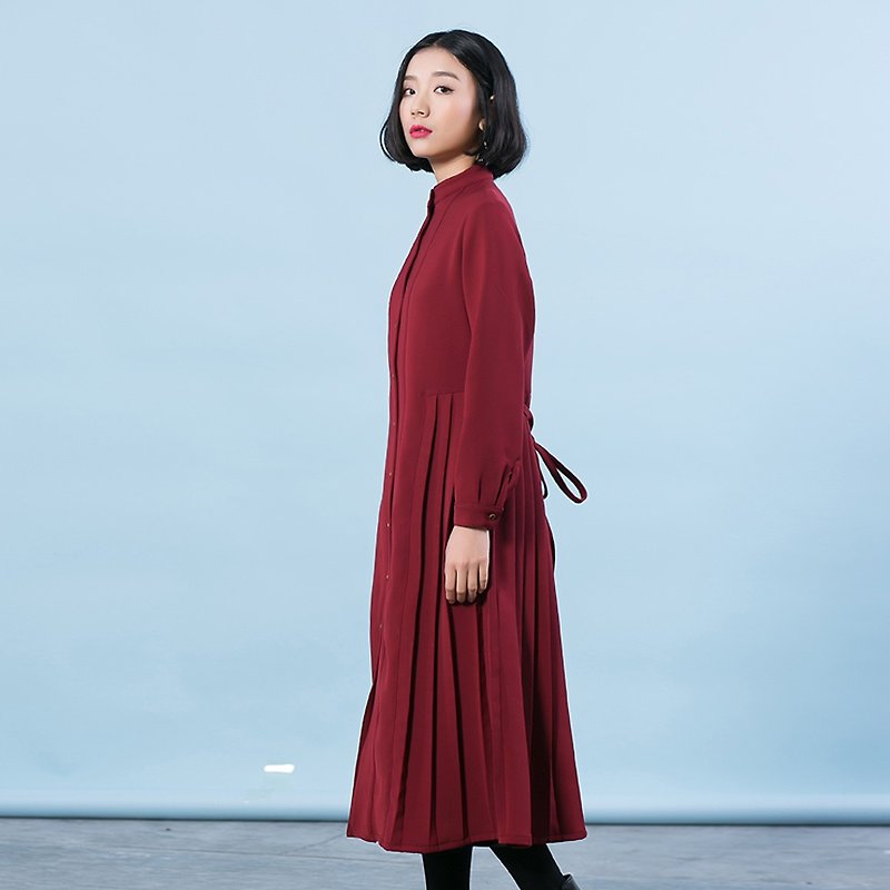 Anne Chan 2016 winter new Korean loose long-sleeved long section of large size women's tide a word thickened Dress Dress - One Piece Dresses - Cotton & Hemp Red