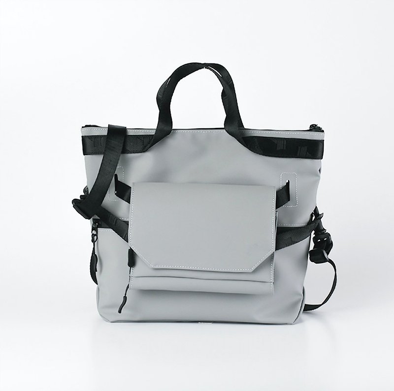 Super core diagonal back / side back / back three-purpose combination-Morandi gray (large) + color optional (small) - Messenger Bags & Sling Bags - Waterproof Material Gray