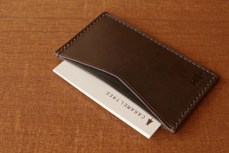 【受注生産】Business Card Case　slim-type　olive×bluegreen - 名片夾/名片盒 - 真皮 綠色