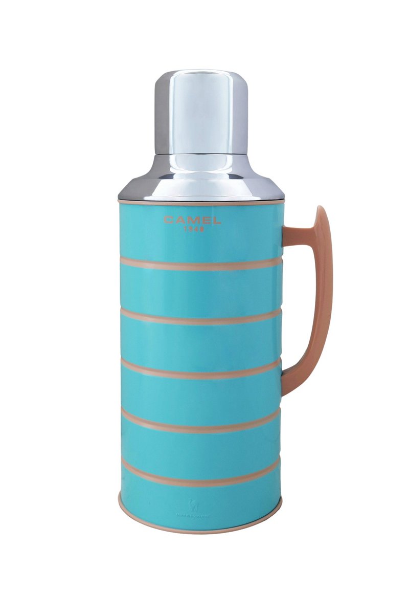 Camel brand 1.5L glass bladder vacuum insulated kettle candy color body 412 series-coral blue 412CR - กระบอกน้ำร้อน - วัสดุอื่นๆ สีน้ำเงิน