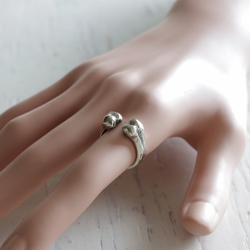 แหวน กระดูกเล็ก น่ารัก ผู้หญิง เงินแท้ ทำด้วยมือ ของขวัญ - แหวนทั่วไป - โลหะ สีเงิน
