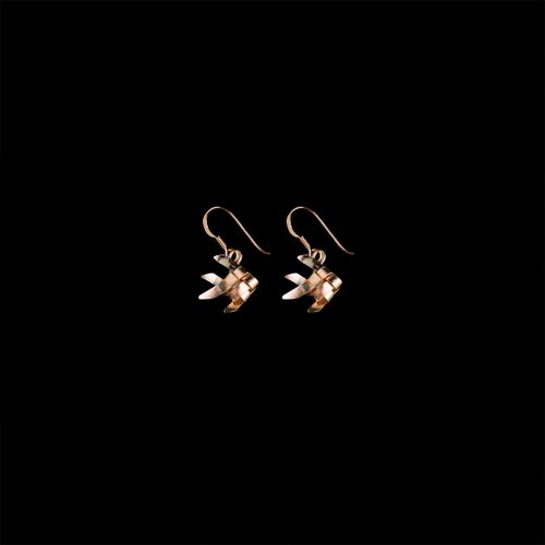 Shannta Ta-Pian Fish Earrings size S Silver 99.9 ROSE GOLD 18k Gold Plated Silver