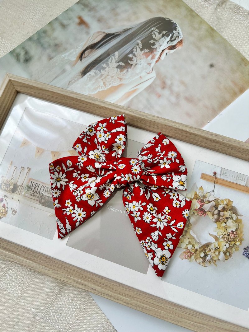 White bow hair clip - Hair Accessories - Cotton & Hemp Multicolor