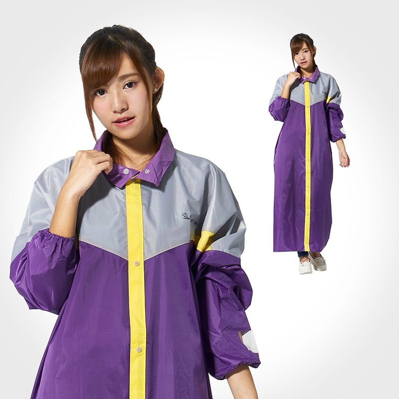 Ssangyong thickened anti-wear jazz color luminous front raincoat (zipper one-piece raincoat) - crystal purple - Umbrellas & Rain Gear - Waterproof Material Purple