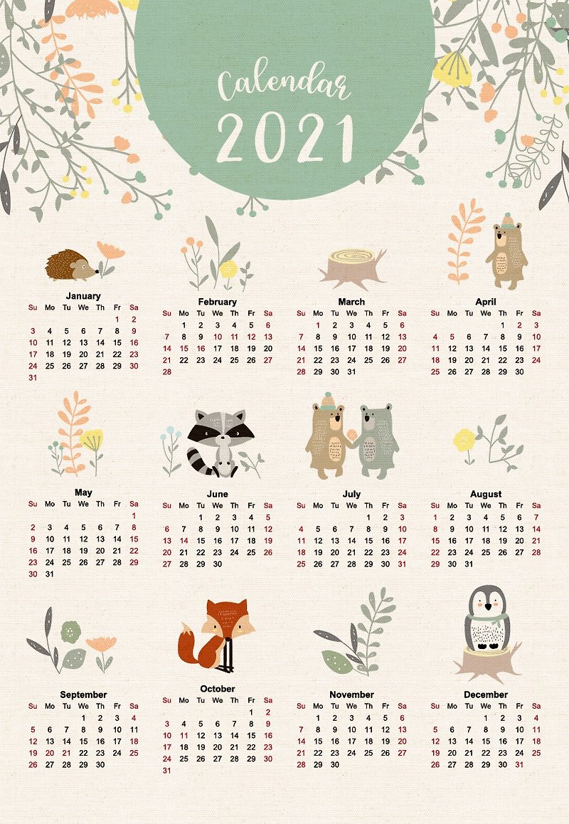 2021 Annual Calendar | Non-woven Wall Calendar Customized Christmas Exchange Gifts