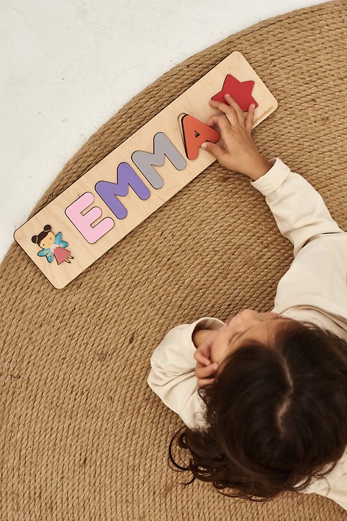 BabyPuzzleStudio Customized Gift Wooden Name Puzzle Toddler Toys Baby Girl Boy Gifts for Kids