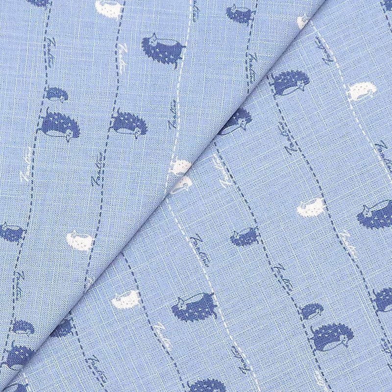 Breathable Linen and linen fabric-Walking between lines-Sky blue - เย็บปัก/ถักทอ/ใยขนแกะ - ผ้าฝ้าย/ผ้าลินิน สีน้ำเงิน