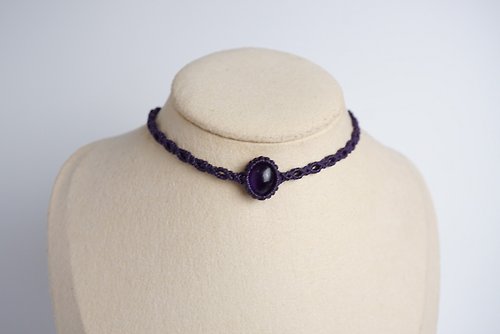Macramé Crafts 紫水晶 蠟線編織頸繩 頸圈