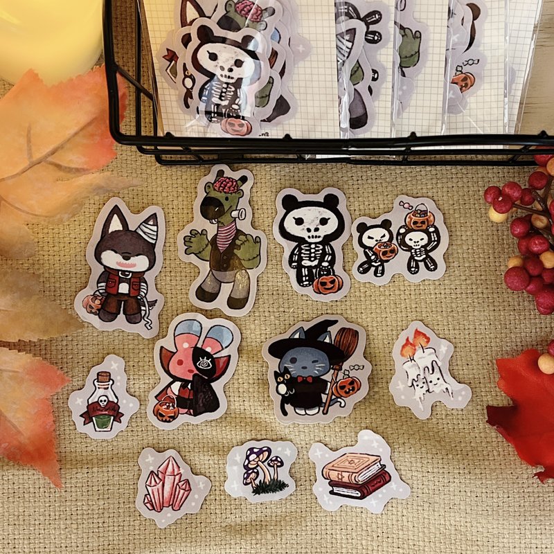 New product in stock [N Rabbit studio] Halloween season limited 11 pieces waterproof sticker pack stickers - สติกเกอร์ - กระดาษ 