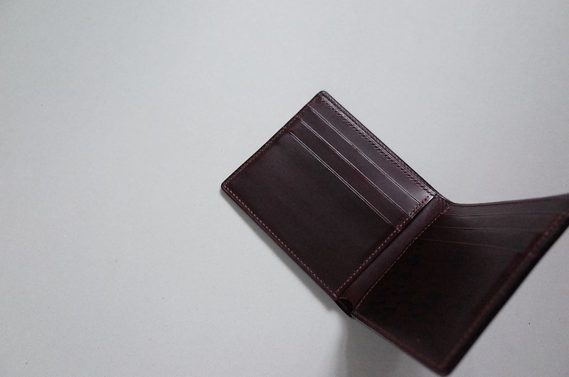 B.Wallet Type01 - Black & Burgundy 經典短夾 - 長短皮夾/錢包 - 真皮 多色