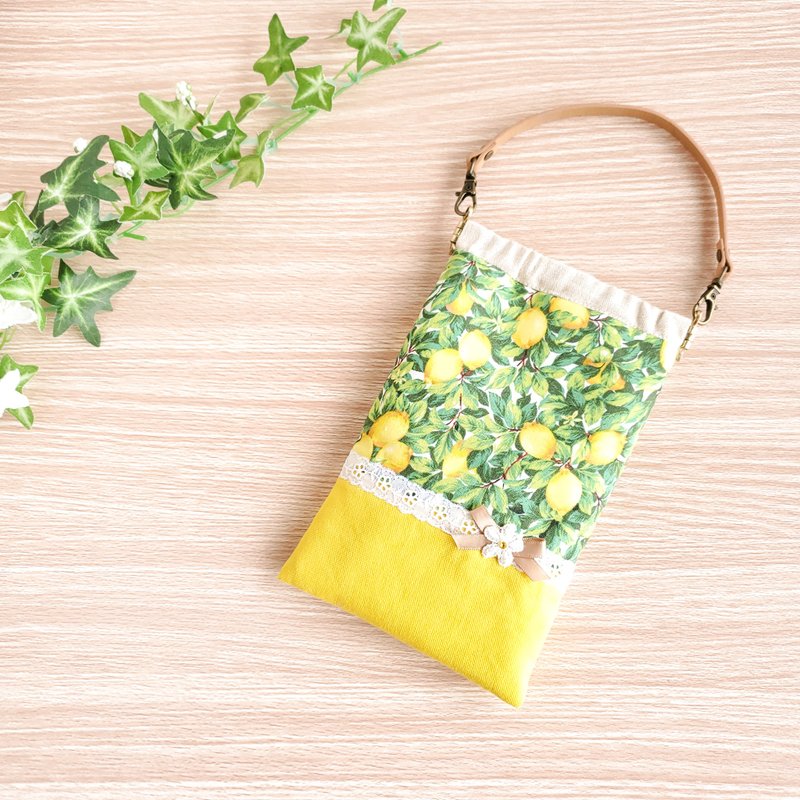 Lemon pattern smartphone pouch - Toiletry Bags & Pouches - Cotton & Hemp Yellow