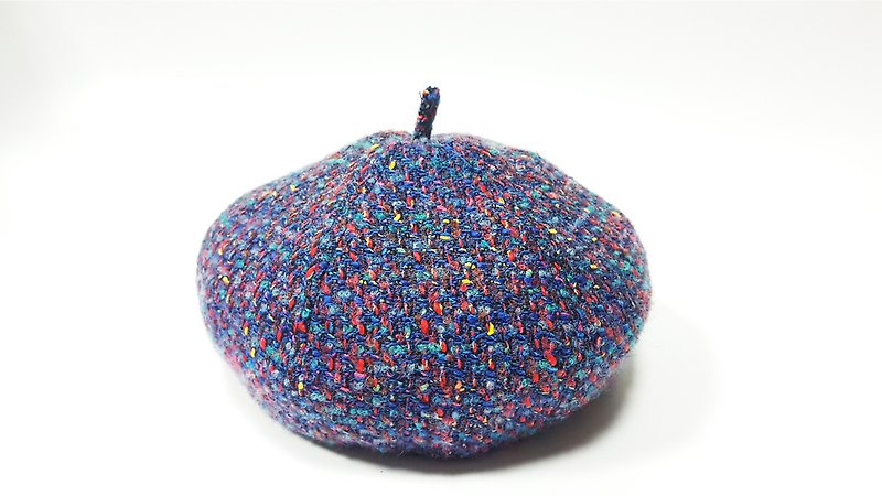 70's pumpkin hat - blue-violet / coarse woven wool / painter cap - Hats & Caps - Polyester Blue