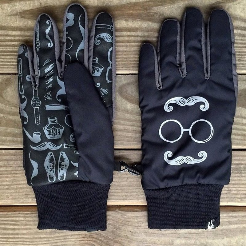Mr. Beard-Waterproof Gloves_Reflective Series_Black Grey - ถุงมือ - เส้นใยสังเคราะห์ สีดำ