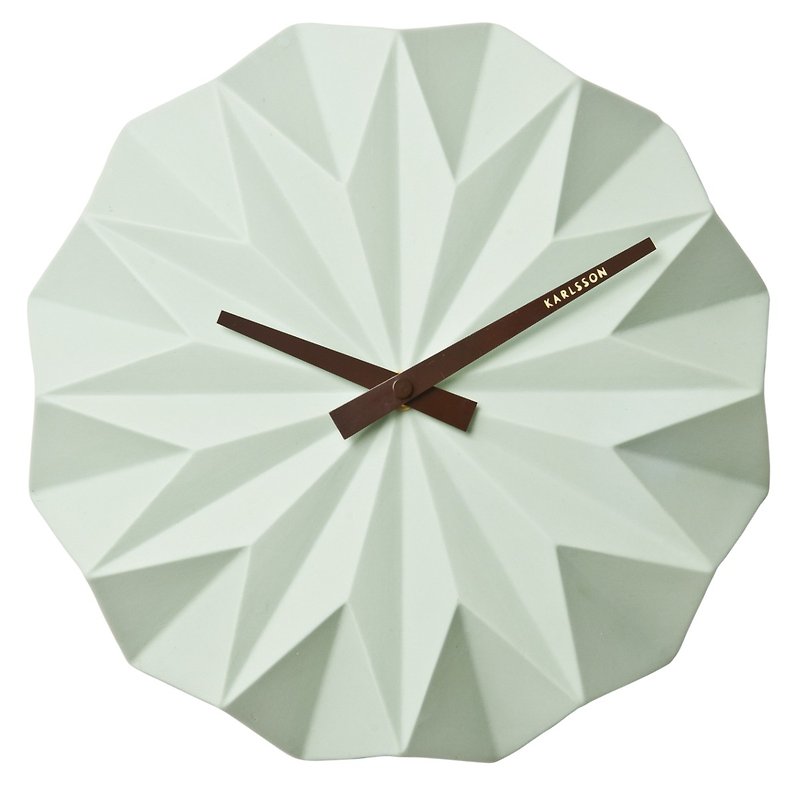 Karlsson, Wall clock Origami ceramic matt mint green陶瓷掛鐘 - 時鐘/鬧鐘 - 陶 綠色