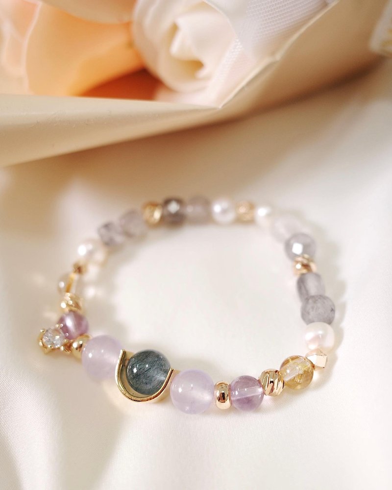 Grandma's // Blue Hair Crystal Pearl Titanium Cloud Crystal - Bracelets - Crystal 