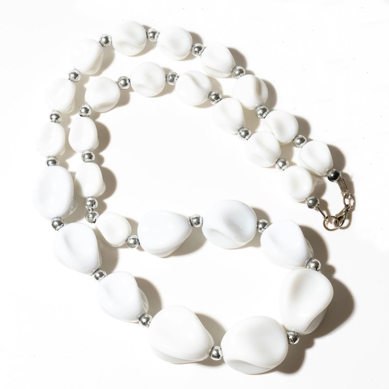 80s Vintage white plastic necklace - 項鍊 - 塑膠 白色