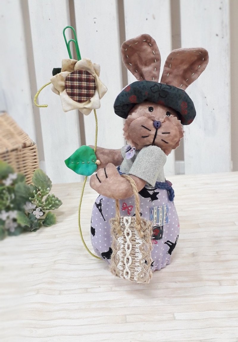 向日葵帽子兔備忘夾 - 公仔/玩偶 - 棉．麻 多色