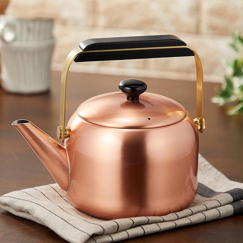 Japan Shinkodo Japan-made pure copper kettle/teapot-1.7L - ถ้วย - ทองแดงทองเหลือง สีแดง