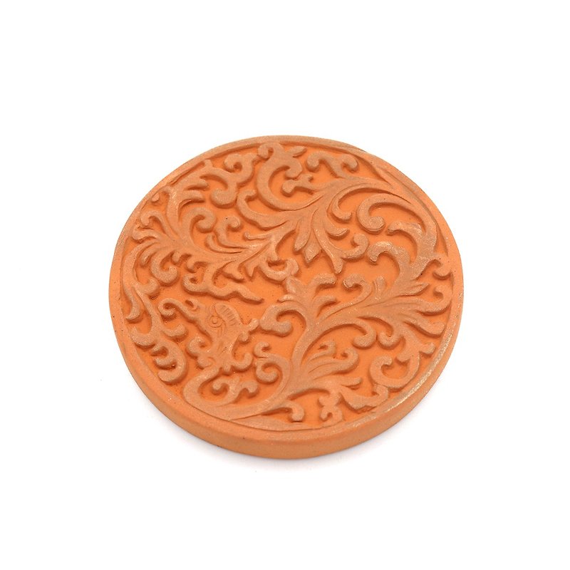 Phoenix Dance (Round) Brick Carved Absorbent Coaster - Coasters - Other Materials 