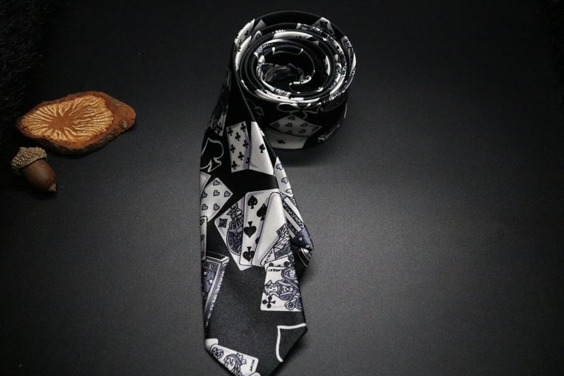 魔幻撲克牌魔術師超窄版領帶/絲質necktie - 領帶/領帶夾 - 絲．絹 多色