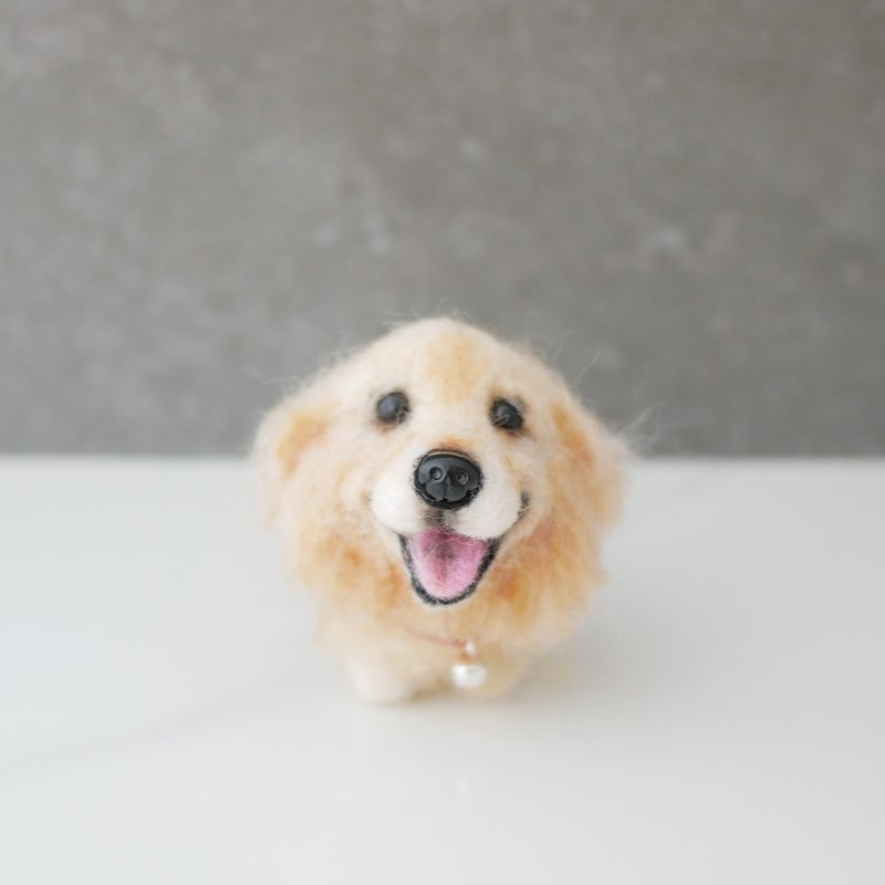 客製寵物羊毛氈 黃金獵犬 豆豆狗系列 客製化 - 玩偶/公仔 - 羊毛 金色
