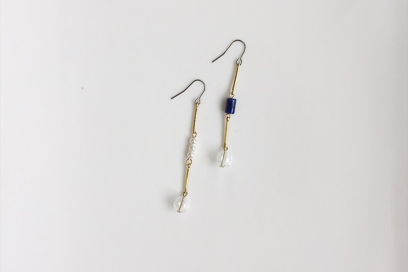 摩斯密語系列 黃銅珍珠造型耳環 - 耳環/耳夾 - 其他金屬 金色