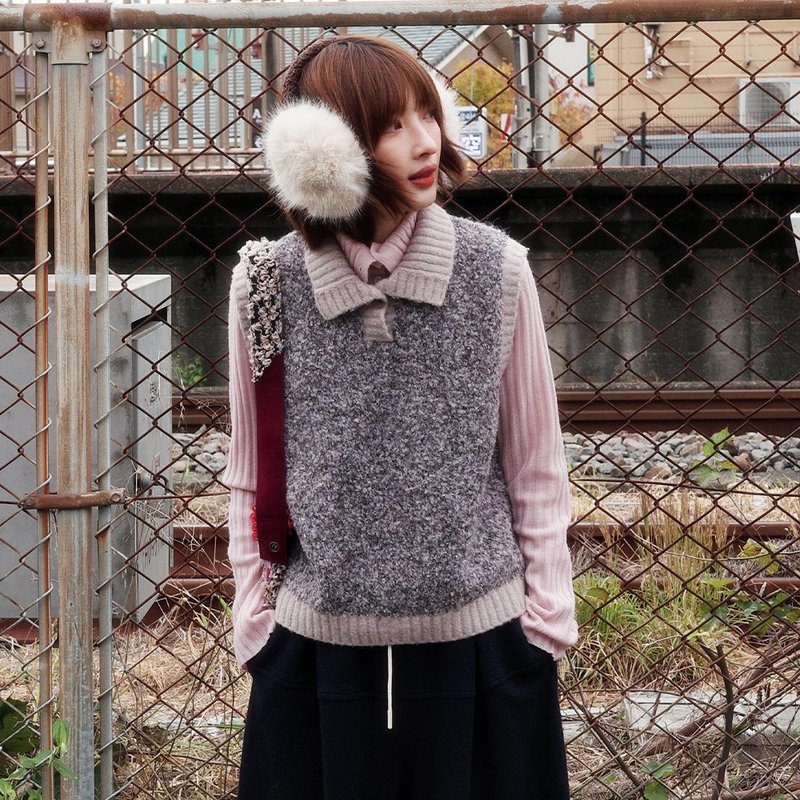 Looped Yarn Knit Vest | Gilet | Winter | Sora-1991 - เสื้อกั๊กผู้หญิง - เส้นใยสังเคราะห์ 