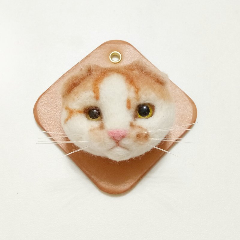 Custom wool felt pet-shorthair cat head (customized) - ตุ๊กตา - ขนแกะ สีดำ