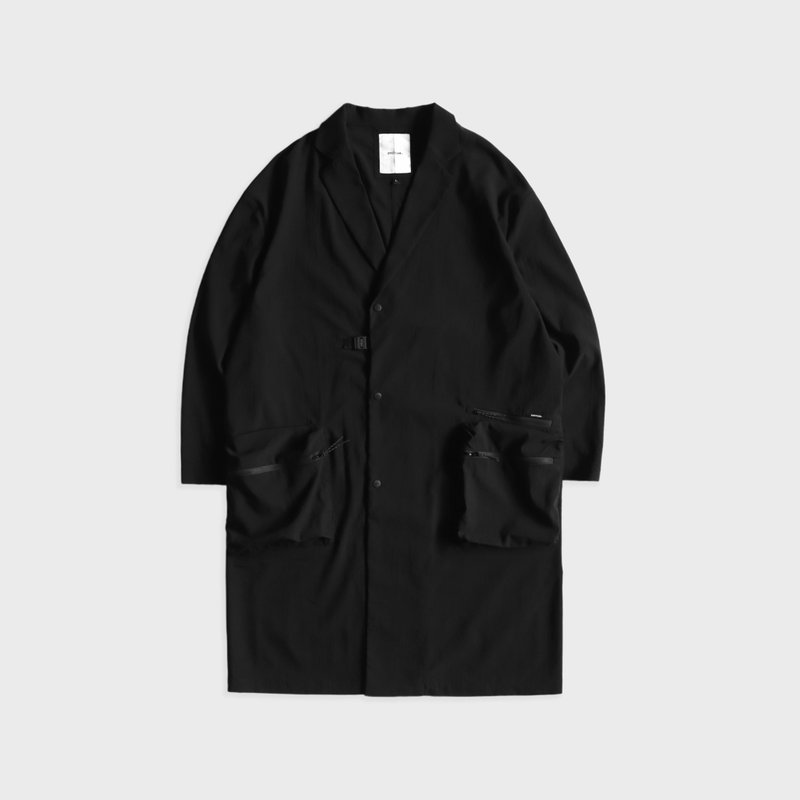 DYCTEAM - Coolmax Loose Trench Coat (black) - 男西裝外套 - 其他材質 黑色