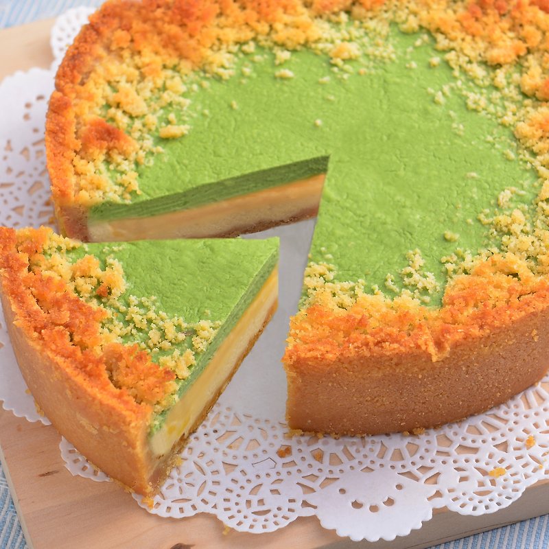 ★ Aposo Aibo Suo. Matcha Chi heart-cooked cheese 6 inches ★ one-half of a strong recommendation, this year's hottest Matcha Chi heart-cooked cheesecake - เค้กและของหวาน - อาหารสด สีเขียว