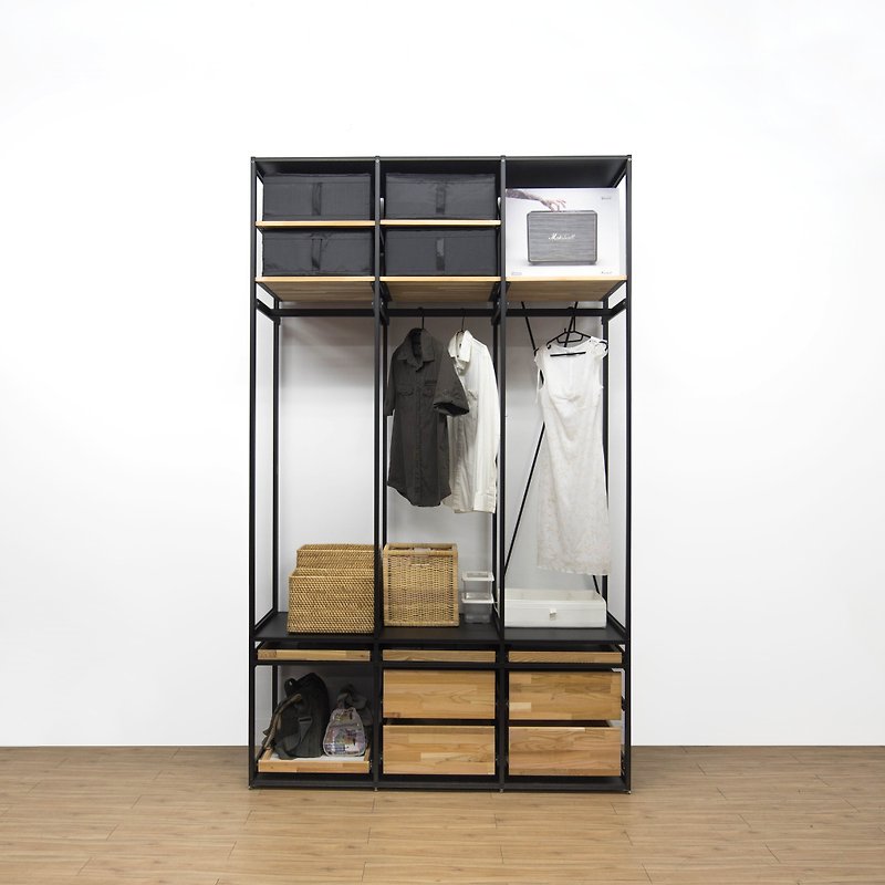 Creesor-Shido 60 Industrial Style Cabinet Wardrobe - ตู้เสื้อผ้า - โลหะ สีดำ