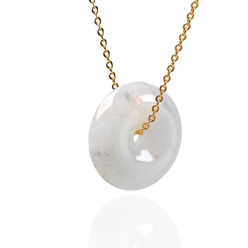 【願‧平安】冰種飄花翡翠平安扣項鍊 | 天然緬甸玉翡翠A貨 |送禮 - 項鍊 - 玉石 多色