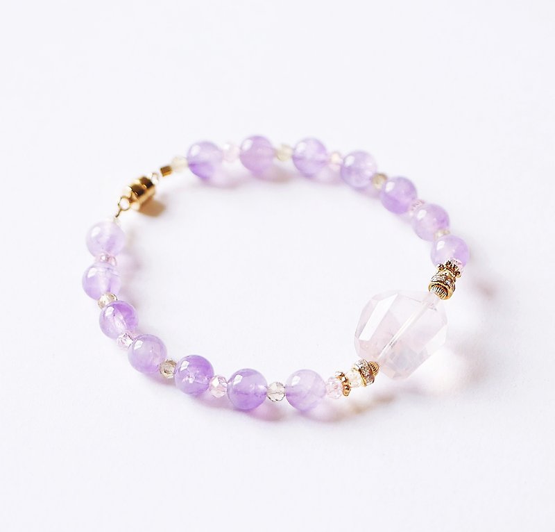 Light color large crystal gemstone gorgeous bracelet amethyst lemon crystal 14K gentle tones soft temperament - Bracelets - Gemstone 
