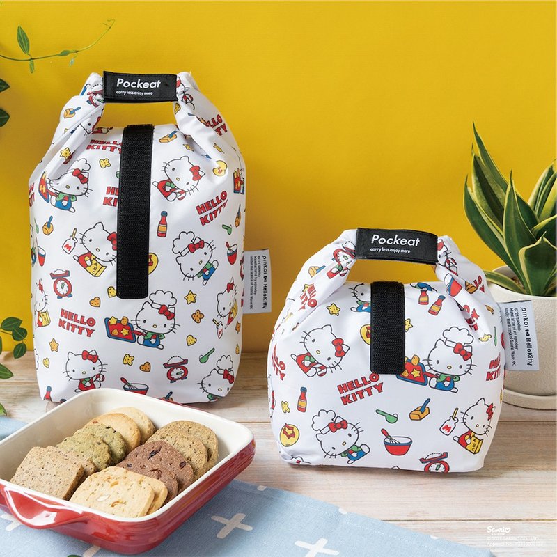 【絕版倒數】Pockeat食物袋(大食袋)-Hello Kitty聯名款-Kitty烤 - 便當盒/食物袋 - 塑膠 白色