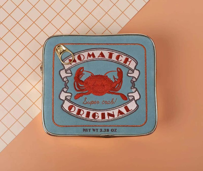 NoMatch不合設計復古螃蟹罐頭淺金色鏡面超纖兩用小挎包