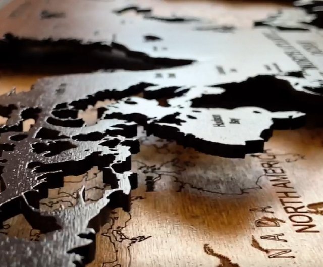 South America Wooden Map  Burnt Laser-Cut Wall Map