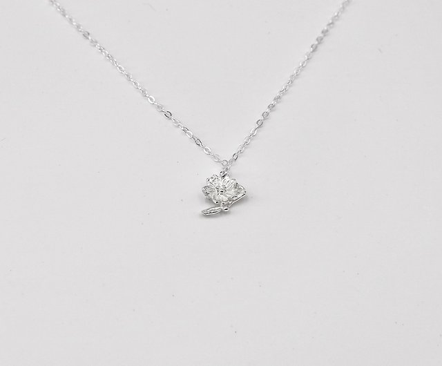 Blossom Birth Flower & Diamond Necklace in Sterling Silver