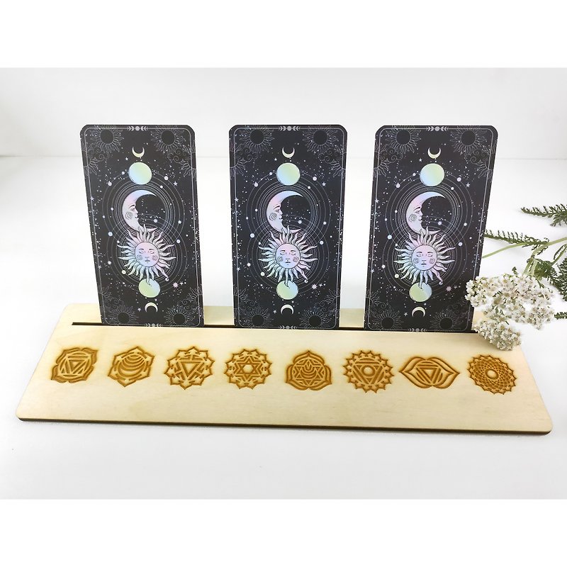 Chakra elements tarot card holder, Oracle card display, Yoga altar supply, Media - ของวางตกแต่ง - ไม้ 