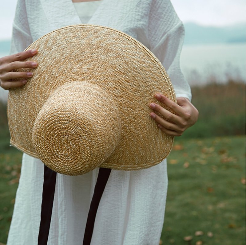 ゆっくり|フランスのリボン限定のストロー帽子カスタムセクションファッションINS同じパラグラフ日帽子のビーチの水着は夏のプリンセスのスタイルに一致する必要があります|ファンタのタワーの独立したデザインの女性 - 帽子 - コットン・麻 イエロー