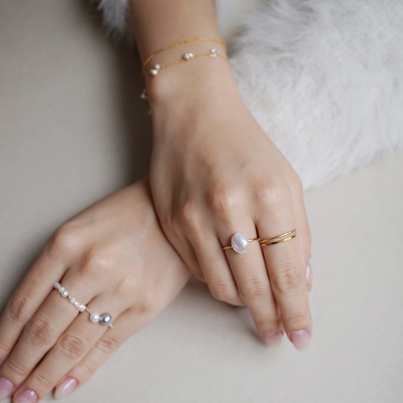 可選珍珠 異形珍珠戒指 - 戒指 - 其他金屬 銀色