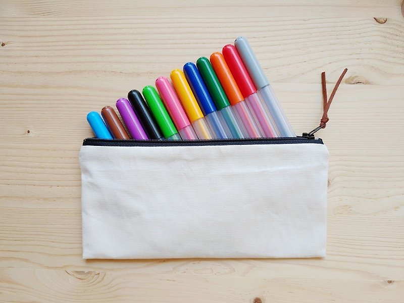 Cotton fabric without printing/flat pen case - Pencil Cases - Cotton & Hemp White
