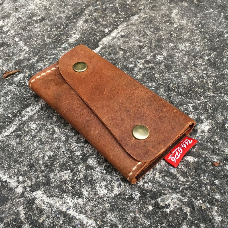 [U6.JP6 Handmade Leather Goods]-Handmade leather sewing. Coin purse/ card holder/ business card holder/ universal bag (for men and women) - Other - Genuine Leather Brown