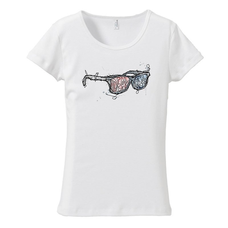 Women's T-shirt Reality and ideals - เสื้อยืดผู้หญิง - ผ้าฝ้าย/ผ้าลินิน ขาว