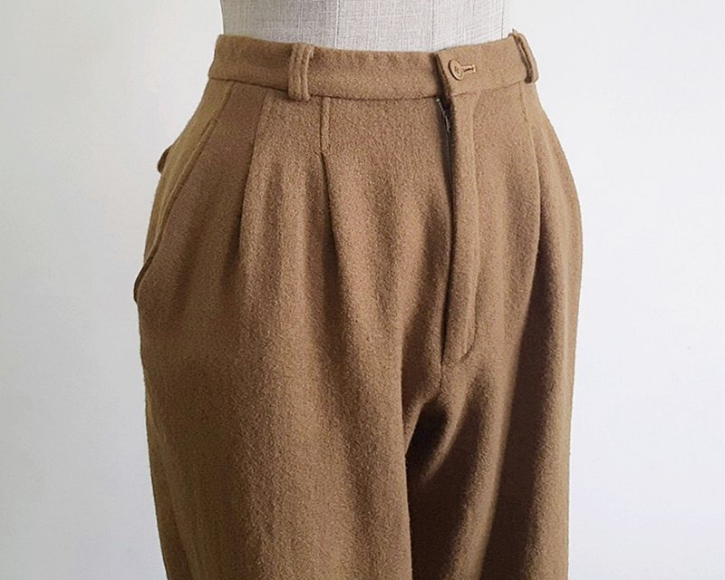Vintage Brown Tapered Leg Pants - 男長褲/休閒褲 - 其他材質 咖啡色