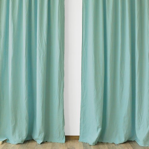 True Things Cyan regular and blackout linen curtains / Custom curtains / 2 panels