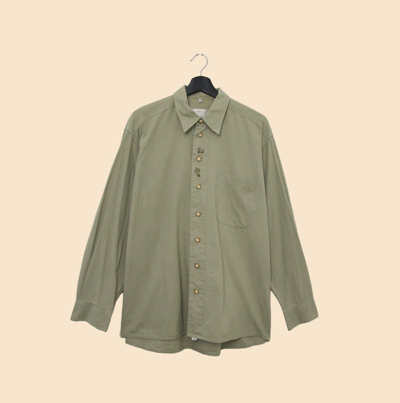 Back to Green- 巴伐利亞歐式襯衫 刺繡 蘑菇 vintage b-09 - 男襯衫/休閒襯衫 - 棉．麻 