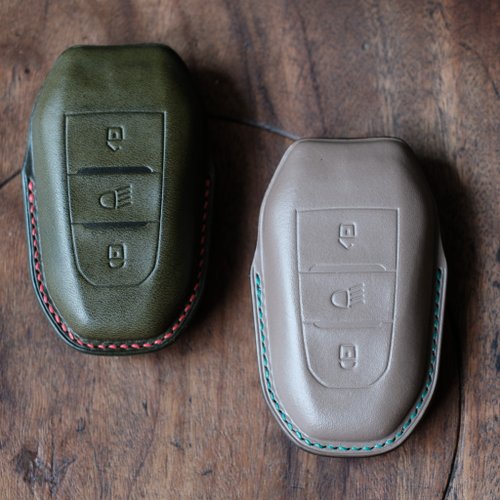 寓吉 Leather Craft 【寓吉】Peugeot 寶獅 2008 3008 鑰匙皮套 平頭版