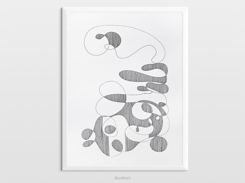 Original line drawing Abstract black and white wall art Contemporary artwork